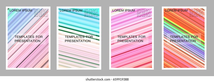 A set of brochures with colored lines or rays