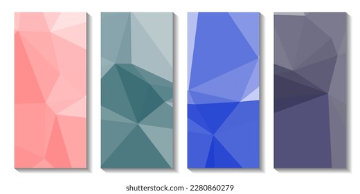 A set of brochures with colorful background with a triangle design.