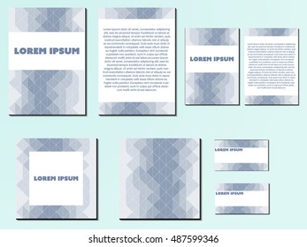 Set of brochures, covers and business cards. Nice geometric modern style