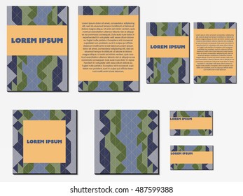 Set of brochures, covers and business cards. Nice geometric modern style