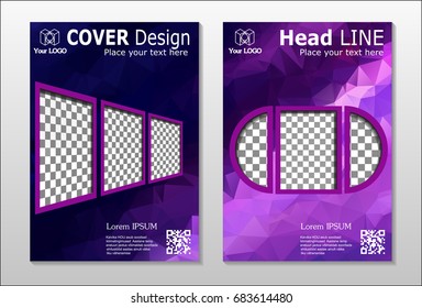 A set of brochures with dark polygons
