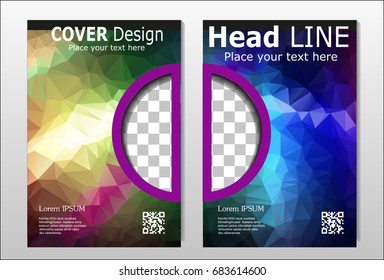A set of brochures with dark polygons