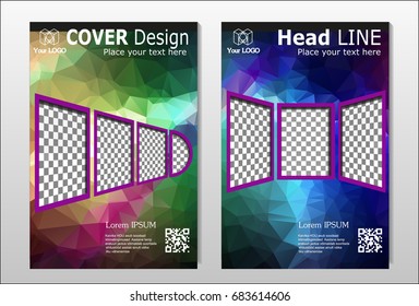 A set of brochures with dark polygons