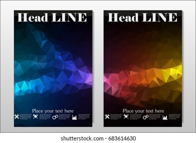 A set of brochures with dark polygons