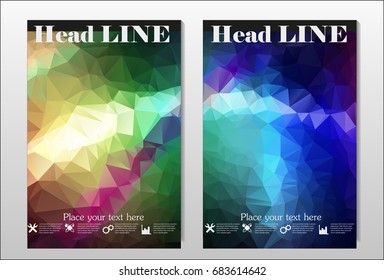 A set of brochures with dark polygons