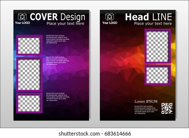 A set of brochures with dark polygons