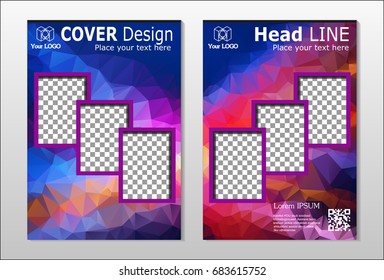 A set of brochures with dark polygons