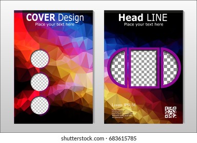 A set of brochures with dark polygons