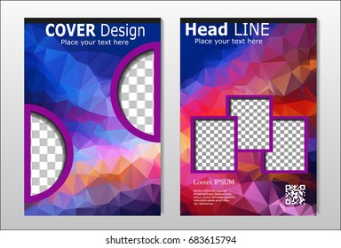 A set of brochures with dark polygons