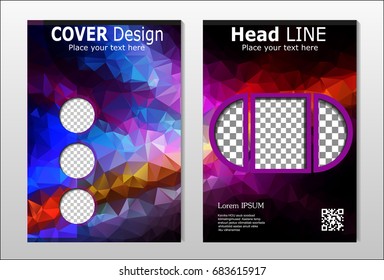 A set of brochures with dark polygons