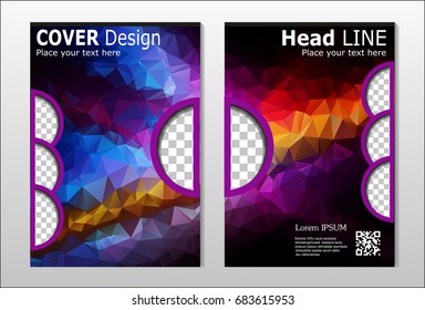 A set of brochures with dark polygons