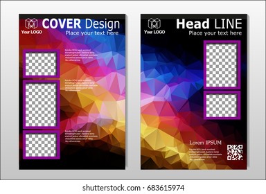 A set of brochures with dark polygons