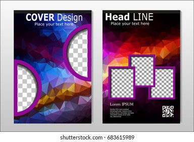A set of brochures with dark polygons