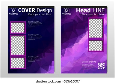 A set of brochures with dark polygons