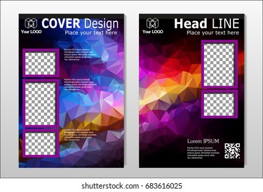 A set of brochures with dark polygons