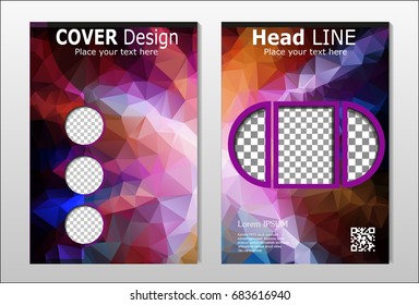 A set of brochures with dark polygons