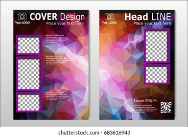 A set of brochures with dark polygons