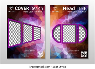 A set of brochures with dark polygons