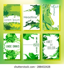 Set of Brochures and Flyers in abstract style. Ecological design.