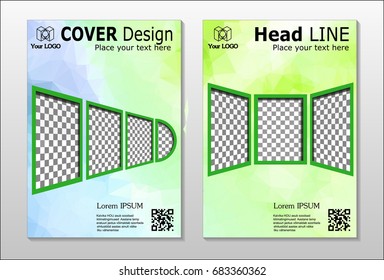 A set of brochures from green polygons