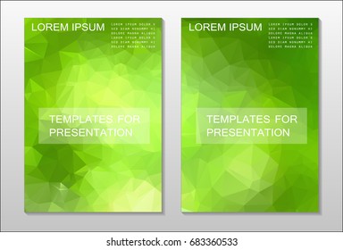 A set of brochures from green polygons
