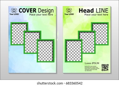 A set of brochures from green polygons
