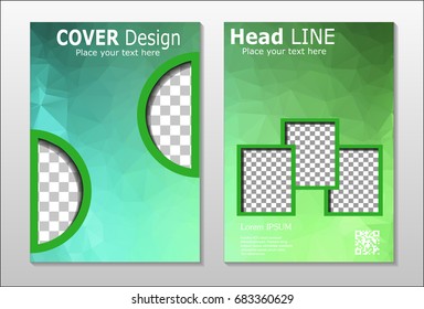 A set of brochures from green polygons