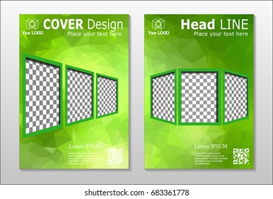 A set of brochures from green polygons