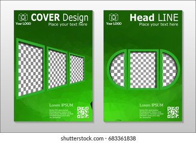A set of brochures from green polygons