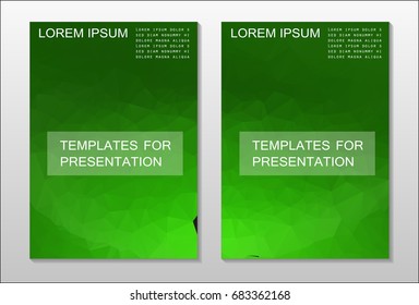 A set of brochures from green polygons