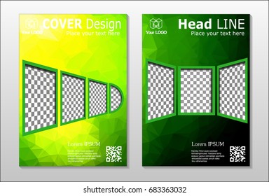 A set of brochures from green polygons