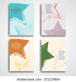 Set Of Brochures . Grunge Vector Templates . Unusual Design Collection. Vintage posters. Retro backgrounds. . Annual report flyers