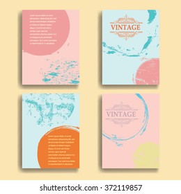 Set Of Brochures . Grunge Vector Templates . Unusual Design Collection. Vintage posters. Retro backgrounds. . Annual report flyers