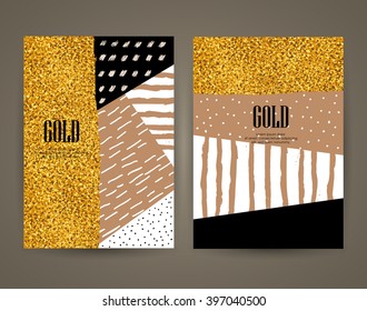 Set of brochures with hand drawn design elements. Vector templates. Trendy backgrounds, patterns and textures.