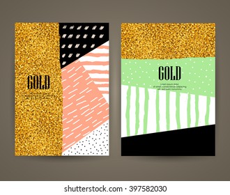 Set of brochures with hand drawn design elements. Vector templates. Trendy backgrounds, patterns and textures.