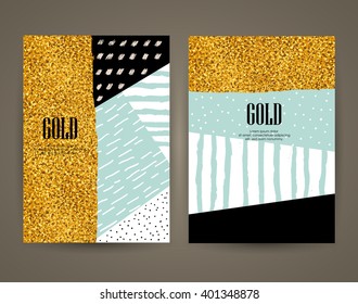 Set of brochures with hand drawn design elements. Vector templates. Trendy backgrounds, patterns and textures.