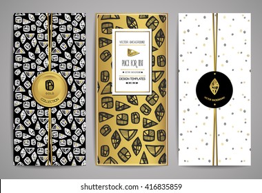 Set of brochures with hand drawn design elements. Vector design templates. 
