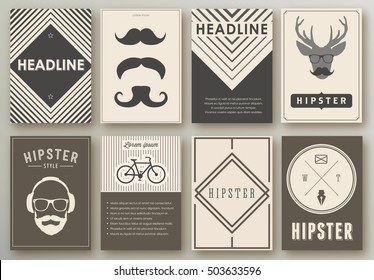 Set of brochures in hipster style.