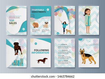 Set of brochures kit for pet purchase advertising. Vector illustration