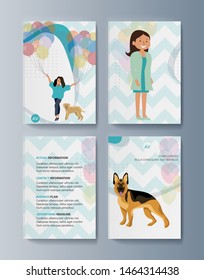 Set of brochures kit for pet purchase advertising. Vector illustration