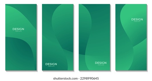 set of brochures with modern abstract green wave colorful background