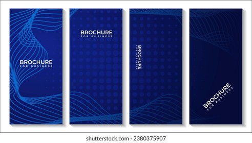 conjunto de folletos. fondo azul oscuro moderno con líneas y puntos