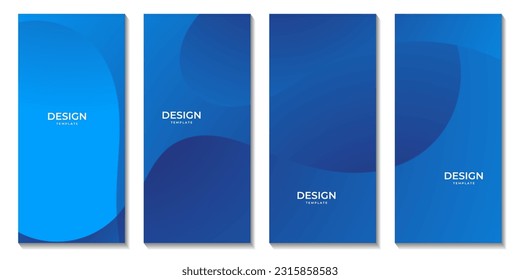 set of brochures modern simple blue wave gradient vector background for business