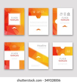 Set of brochures in poligonal style. Beautiful frames and backgrounds. Company Style for Brandbook and Guideline Identity.