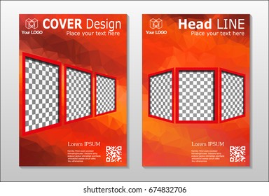 A set of brochures from the polygons of red color. Vector
