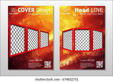 A set of brochures from the polygons of red color. Vector