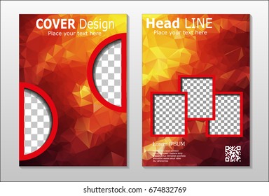 A set of brochures from the polygons of red color. Vector