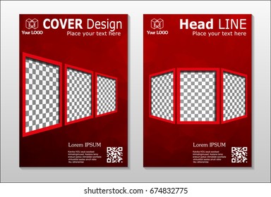 A set of brochures from the polygons of red color. Vector