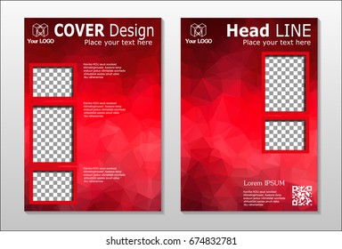 A set of brochures from the polygons of red color. Vector