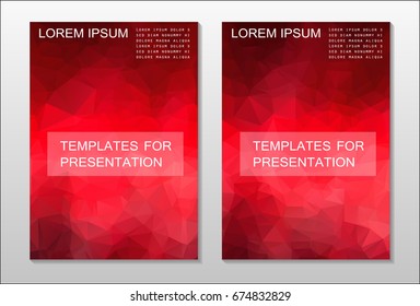 A set of brochures from the polygons of red color. Vector